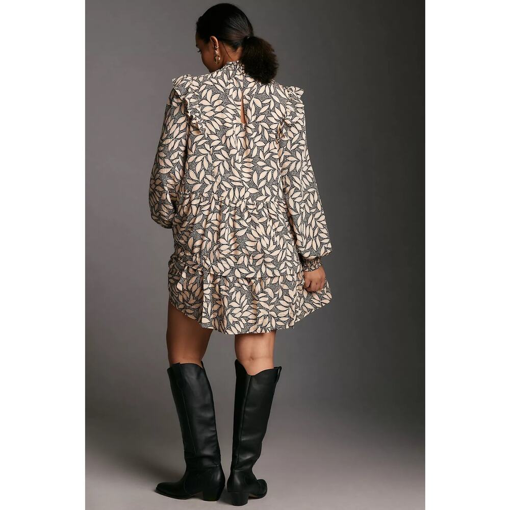 By Anthropologie Long Sleeve Printed Smocked Mini Dress 3X - Picture 2 of 14
